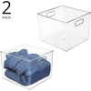 image:imagemDesign Deep Plastic Stackable Storage Organizer Container Bin Hallway Bedroom Linen Coat and Entryway Closet Organization  Holds Clothing Blankets Accessories  Ligne Collection  Clear10 x 10 x 8 Pack of 2