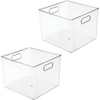 image:imagemDesign Deep Plastic Stackable Storage Organizer Container Bin Hallway Bedroom Linen Coat and Entryway Closet Organization  Holds Clothing Blankets Accessories  Ligne Collection  Clear10 x 10 x 8 Pack of 2