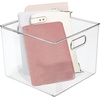 image:imagemDesign Deep Plastic Stackable Storage Organizer Container Bin Hallway Bedroom Linen Coat and Entryway Closet Organization  Holds Clothing Blankets Accessories  Ligne Collection  Clear10 x 10 x 8 Pack of 2