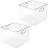 image:imagemDesign Deep Plastic Stackable Storage Organizer Container Bin Hallway Bedroom Linen Coat and Entryway Closet Organization  Holds Clothing Blankets Accessories  Ligne Collection  Clear10 x 10 x 8 Pack of 2