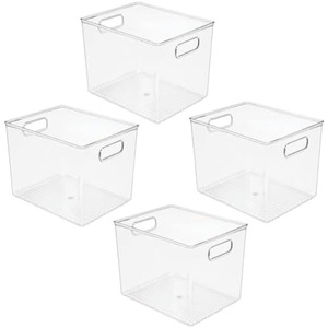 image:imagemDesign Deep Plastic Stackable Storage Organizer Container Bin Hallway Bedroom Linen Coat and Entryway Closet Organization  Holds Clothing Blankets Accessories  Ligne Collection  Clear10 x 8 x 8 Pack of 4