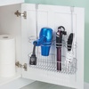 image:imagemDesign Metal Bathroom Storage Tool Organizer Accessory Basket Tray  Hang Over Cabinet Door  Storage for Hair Dryer Straightener Curling Iron amp Hair Styling Products  Concerto Collection  ChromeChrome