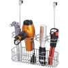 image:imagemDesign Metal Bathroom Storage Tool Organizer Accessory Basket Tray  Hang Over Cabinet Door  Storage for Hair Dryer Straightener Curling Iron amp Hair Styling Products  Concerto Collection  ChromeChrome