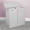 image:imagemDesign Extra Large Upright Double Laundry Hamper Basket with Hinged Lid and Handles  Portable and Foldable for Compact Storage in Baby Nursery Kid Bedroom Playroom  GrayWhite Polka Dots