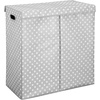 image:imagemDesign Extra Large Upright Double Laundry Hamper Basket with Hinged Lid and Handles  Portable and Foldable for Compact Storage in Baby Nursery Kid Bedroom Playroom  GrayWhite Polka Dots