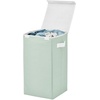 image:imagemDesign Large Upright Laundry Hamper Basket with Hinge Lid and Attached Handles  Foldable for Compact Storage in Bedroom Bathroom Laundry Room Apartment Dorm  Jane Collection  Mint GreenWhite