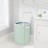 image:imagemDesign Large Upright Laundry Hamper Basket with Hinge Lid and Attached Handles  Foldable for Compact Storage in Bedroom Bathroom Laundry Room Apartment Dorm  Jane Collection  Mint GreenWhite