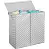 image:imagemDesign Extra Large Upright Double Laundry Hamper Basket with Hinged Lid and Handles  Portable and Foldable for Compact Storage in Baby Nursery Kid Bedroom Playroom  GrayWhite Polka Dots