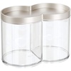 image:imagemDesign Plastic Canister Jar Organizer Set with Storage Lid  Home Decor Holder for BathroomRestroom Vanity Countertop Cabinet  Holds Cotton Balls Soap Lumiere Collection ClearMatte SatinClearSatin