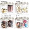 image:imagemDesign Plastic Canister Jar Organizer Set with Storage Lid  Home Decor Holder for BathroomRestroom Vanity Countertop Cabinet  Holds Cotton Balls Soap Lumiere Collection ClearMatte SatinClearSatin