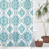 image:imagemDesign Waffle Knit Shower Curtain  Long Cotton Blend Bathroom Shower Curtain  Spa Quality Luxury Solid Color Cloth Shower Curtains for Bathroom  Hyde Collection 72 x 72  Light Aqua BlueTeal Multi