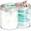 image:imagemDesign Plastic Canister Jar Organizer Set with Storage Lid  Home Decor Holder for BathroomRestroom Vanity Countertop Cabinet  Holds Cotton Balls Soap Lumiere Collection ClearMatte SatinClearSatin
