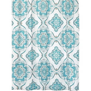 image:imagemDesign Waffle Knit Shower Curtain  Long Cotton Blend Bathroom Shower Curtain  Spa Quality Luxury Solid Color Cloth Shower Curtains for Bathroom  Hyde Collection 72 x 72  Light Aqua BlueTeal Multi