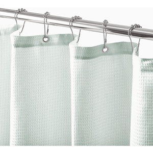 image:imagemDesign Waffle Knit Shower Curtain  Long Cotton Blend Bathroom Shower Curtain  Spa Quality Luxury Solid Color Cloth Shower Curtains for Bathroom  Hyde Collection 72 x 72  Light Aqua BlueLight Aqua