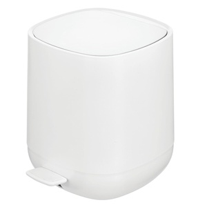 image:imagemDesign Plastic 13 Gallon5 Liter Trash Can Waste Basket for Bathroom with Lid Step Pedal Dustbin and Removable Liner Bucket  Small Garbage Bin for Bathroom Bedroom or Office  WhiteWhite