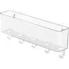 image:imagemDesign Plastic Wall Mount Mail and Key Holder with 5 Hooks Hanger Rack Shelf for Home Entryway Mudroom Kitchen Hold Letters Cards Magazines Coats Umbrellas Ligne Collection  ClearClear