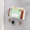 image:imagemDesign Plastic Wall Mount Mail and Key Holder with 5 Hooks Hanger Rack Shelf for Home Entryway Mudroom Kitchen Hold Letters Cards Magazines Coats Umbrellas Ligne Collection  ClearClear