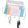 image:imagemDesign Plastic Wall Mount Mail and Key Holder with 5 Hooks Hanger Rack Shelf for Home Entryway Mudroom Kitchen Hold Letters Cards Magazines Coats Umbrellas Ligne Collection  ClearClear