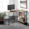 image:imagemDesign Large LShape Home Office Corner Desk with Shelves  Space Saving Computer or Writing Desk Modern Simple Style PC Work Table  Sturdy Black Metal FrameNordic Walnut Wood Top