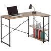 image:imagemDesign Large LShape Home Office Corner Desk with Shelves  Space Saving Computer or Writing Desk Modern Simple Style PC Work Table  Sturdy Black Metal FrameGray Wash Wood Top