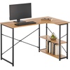 image:imagemDesign Large LShape Home Office Corner Desk with Shelves  Space Saving Computer or Writing Desk Modern Simple Style PC Work Table  Sturdy Black Metal FrameNordic Walnut Wood Top