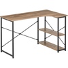 image:imagemDesign Large LShape Home Office Corner Desk with Shelves  Space Saving Computer or Writing Desk Modern Simple Style PC Work Table  Sturdy Black Metal FrameGray Wash Wood Top