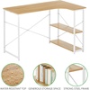 image:imagemDesign Large LShape Home Office Corner Desk with Shelves  Space Saving Computer or Writing Desk Modern Simple Style PC Work Table  Sturdy White Metal FrameLight Natural Wood Top