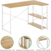 image:imagemDesign Large LShape Home Office Corner Desk with Shelves  Space Saving Computer or Writing Desk Modern Simple Style PC Work Table  Sturdy White Metal FrameLight Natural Wood Top