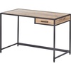 image:imagemDesign Metal amp Wood Sturdy Home Office Desk with Righthand Drawer  Computer Desk Home Office Writing Small Desk Modern Simple Style PC Table  Black Metal FrameGray Wash Wood Top