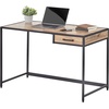 image:imagemDesign Metal amp Wood Sturdy Home Office Desk with Righthand Drawer  Computer Desk Home Office Writing Small Desk Modern Simple Style PC Table  Black Metal FrameGray Wash Wood Top