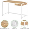 image:imagemDesign Metal amp Wood Sturdy Home Office Desk with Righthand Drawer  Computer Desk Home Office Writing Small Desk Modern Simple Style PC Table  White Metal FrameLight Natural Wood Top