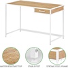 image:imagemDesign Metal amp Wood Sturdy Home Office Desk with Righthand Drawer  Computer Desk Home Office Writing Small Desk Modern Simple Style PC Table  White Metal FrameLight Natural Wood Top