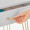 image:imagemDesign MetalWood Modern Minimalist Computer Desk  Computer Table with Drawer with Storage Cubby and Hairpin Legs  Small Work Desk for Home Office Study  GraySoft Brass