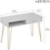 image:imagemDesign MetalWood Modern Minimalist Computer Desk  Computer Table with Drawer with Storage Cubby and Hairpin Legs  Small Work Desk for Home Office Study  GraySoft Brass