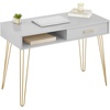 image:imagemDesign MetalWood Modern Minimalist Computer Desk  Computer Table with Drawer with Storage Cubby and Hairpin Legs  Small Work Desk for Home Office Study  GraySoft Brass