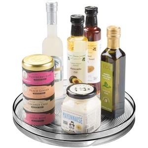 image:imagemDesign Lazy Susan Plastic Turntable Food Storage Container for Cabinets Pantry Refrigerator Countertops Spinning Organizer for Spice Bottles Jar Condiments Baking  1125 Round  Smoke Gray